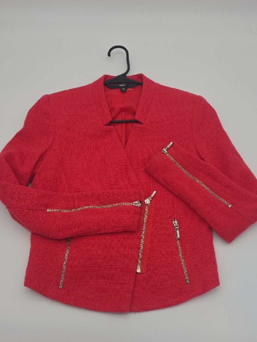 Mossimo Supply Co. Coral-tweed Textured Zip-Front Blazer